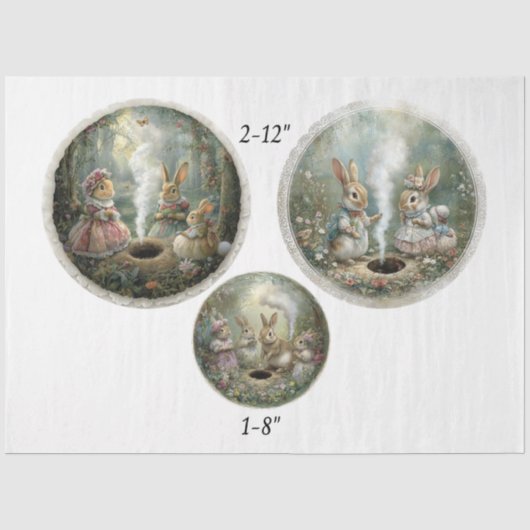 Decoupage-Oster-Geschichtenbuch-Wald 12" & 8" Krei Seidenpapier (Vorderseite)