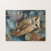Decoupage Owl mit Blätter Jugendstil Puzzle (Horizontal)