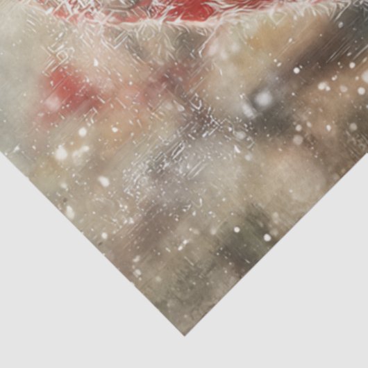 Decoupage Painterly Santa Claus Snowy Tree Artwork Seidenpapier (Ausschnitt)