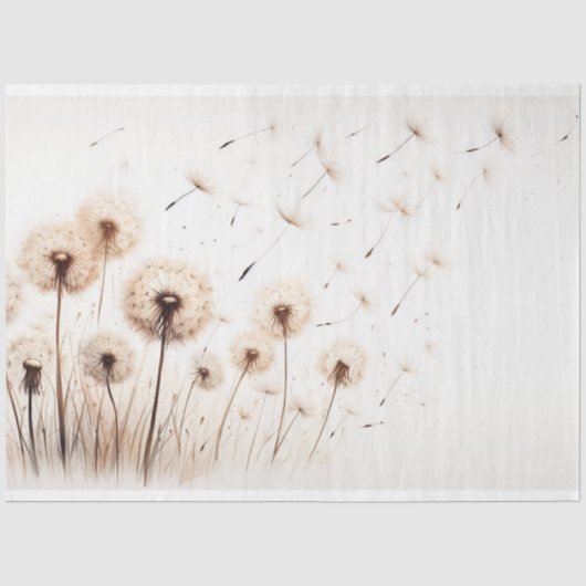 Decoupage Paper Botanical Dandelion Blume Seidenpapier (Vorderseite)