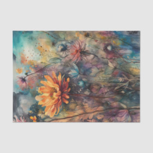 Decoupage Paper (dunkle Wasserfarben-Blume) Mood Seidenpapier