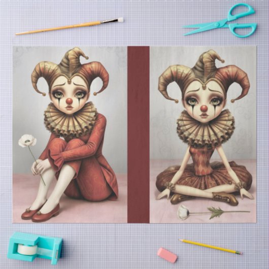 Decoupage Paper Melancholic Clown Seidenpapier (Basteln)