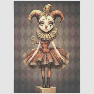 Decoupage Paper Melancholic Clown  Seidenpapier