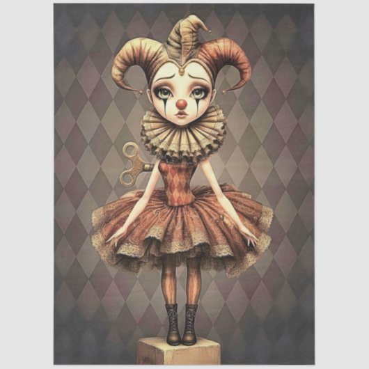 Decoupage Paper Melancholic Clown  Seidenpapier (Vorderseite)