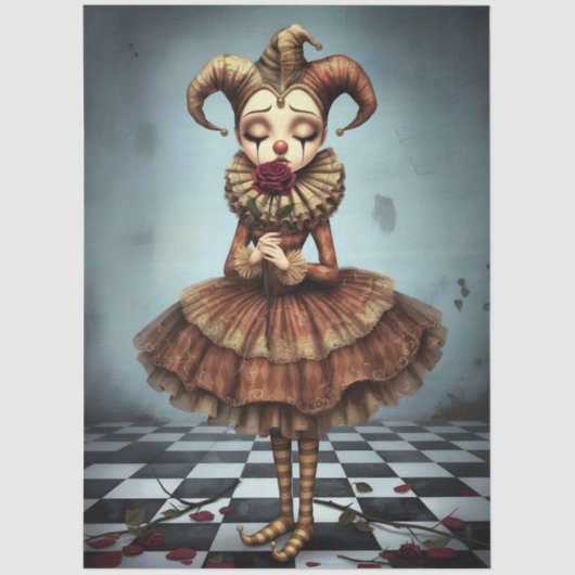Decoupage Paper Melancholic Clown  Seidenpapier (Vorderseite)