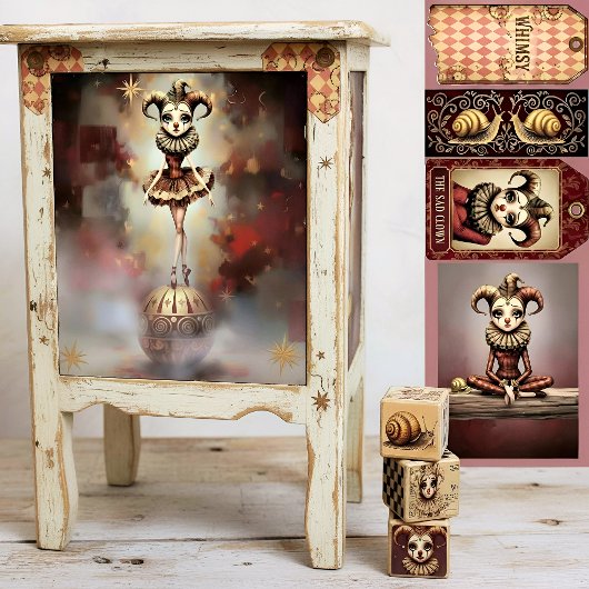 Decoupage Paper Melancholic Clown  Seidenpapier