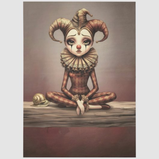 Decoupage Paper Melancholic Clown  Seidenpapier (Vorderseite)