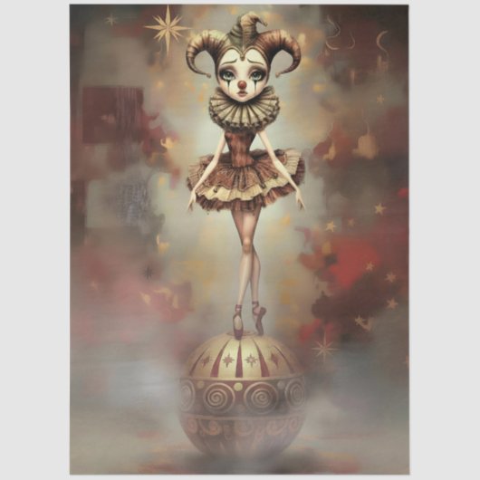 Decoupage Paper Melancholic Clown  Seidenpapier (Vorderseite)