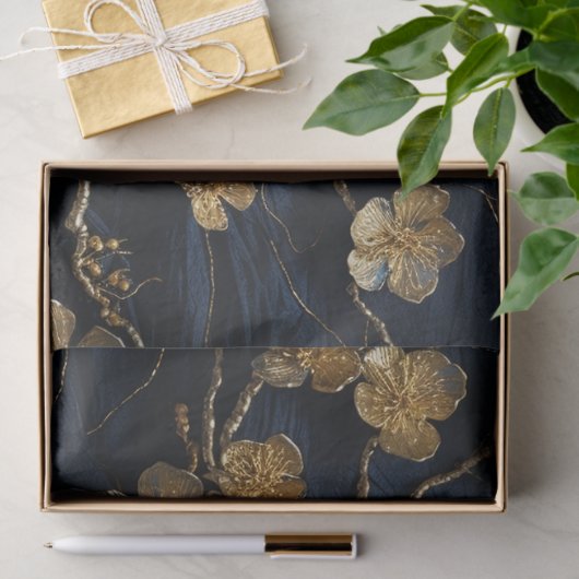 Decoupage paper, Wrapping Papes - Midnight Blooms Seidenpapier (Geschenk)