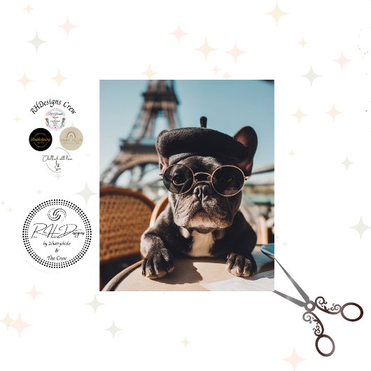 Decoupage Paris Cafe Frenchie Bulldog Cafe Seidenpapier