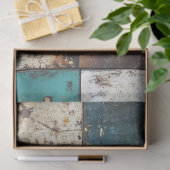 Decoupage Patchwork Blue Brown Yellow Background Seidenpapier (Geschenk)