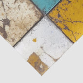 Decoupage Patchwork Blue Brown Yellow Background Seidenpapier (Ausschnitt)