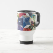 Decoupage Patchwork Stars Pattern Monogram Reisebecher (VorderseiteRechts)