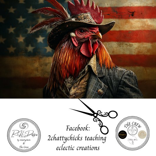 Decoupage Patriotic USA Flag Rooster Seidenpapier