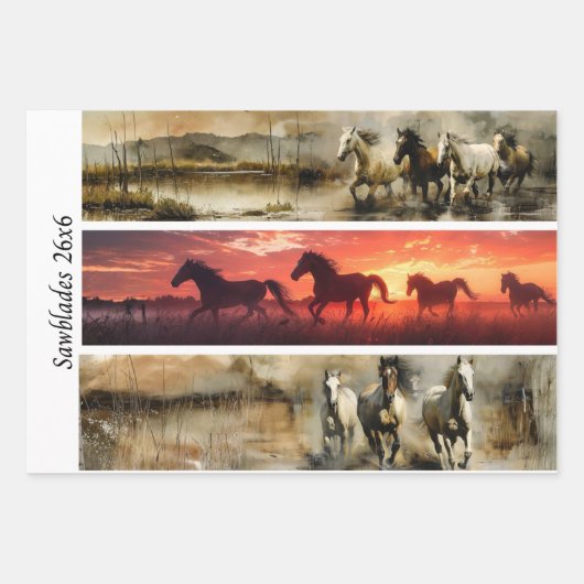 Decoupage-Pferde Handsäge & Schild Designs  Geschenkpapier Set (Vorderseite)