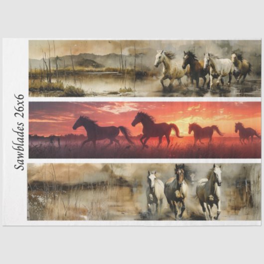 Decoupage-Pferde Handsäge & Schild Designs Seidenpapier (Vorderseite)