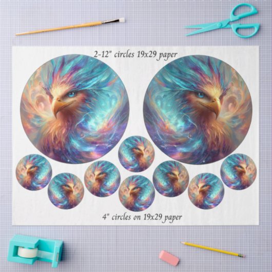 Decoupage Phoenix Art 12" rounds & 4" coasters Seidenpapier (Basteln)