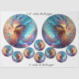 Decoupage Phoenix Art 12" rounds & 4" coasters  Seidenpapier