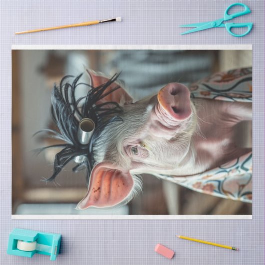 Decoupage Pig Penelope im Salon Seidenpapier (Basteln)