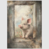 Decoupage Piglet in Rustic Window Story Book Seidenpapier (Vorderseite)