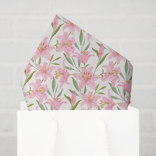 Decoupage Pink Lilien Blumenfarbe Seidenpapier (Geschenktüte)