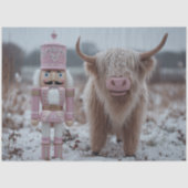 Decoupage Pink Nutcracker & Highland Calf Snow Seidenpapier (Vorderseite)
