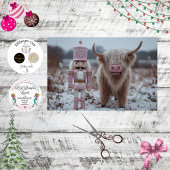 Decoupage Pink Nutcracker & Highland Calf Snow Seidenpapier