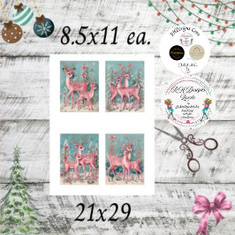 Decoupage Pink Weihnachtsmann 4 Designs Seidenpapier