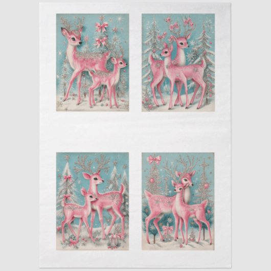 Decoupage Pink Weihnachtsmann 4 Designs Seidenpapier (Vorderseite)
