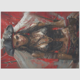 Decoupage Pirate Girl Black Tricorn Seidenpapier