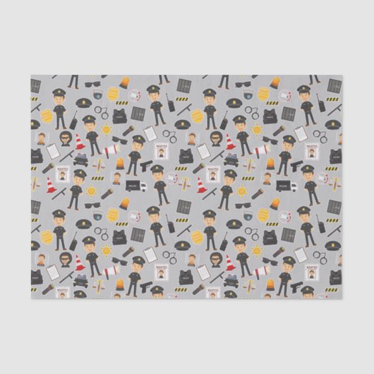 Decoupage Police Officer Birthday Party Grau Seidenpapier (Vorderseite)