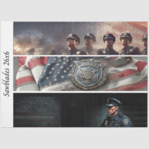 Découpage Polizei Tribute-Abzeichen Flagge Handsäg Seidenpapier