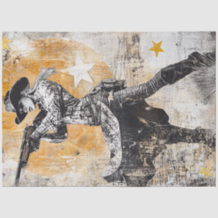 Decoupage Poster Western Cowgirl Sheriff Seidenpapier