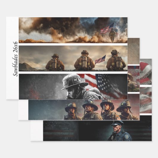 Decoupage Proud Firefighters American Flag Geschenkpapier Set (Set)