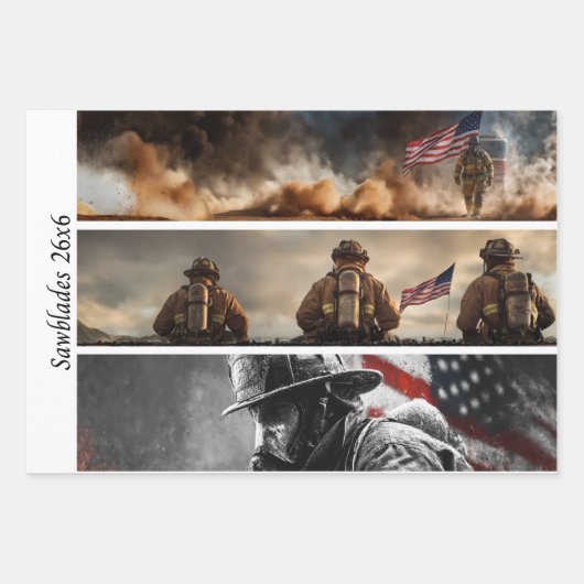 Decoupage Proud Firefighters American Flag  Geschenkpapier Set (Vorderseite)