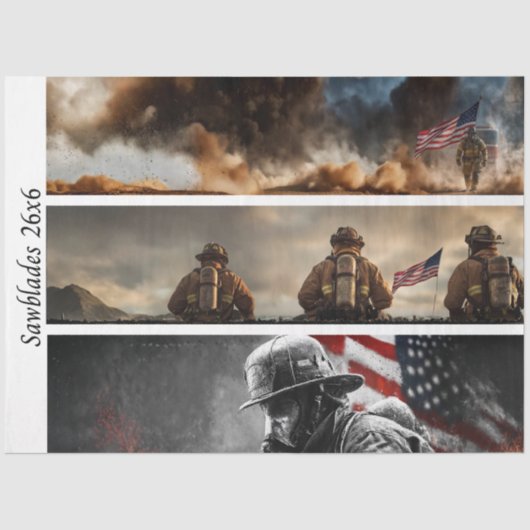 Decoupage Proud Firefighters American Flag  Seidenpapier (Vorderseite)