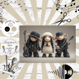 Decoupage Punk-Schaf Fell Feder Funk Band Seidenpapier