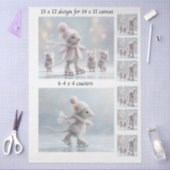 Decoupage Rabbit Skating 11x14 Canvas Coasters Seidenpapier (Basteln)