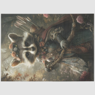 Decoupage Racoon Lady Robin Hood of Forest Seidenpapier
