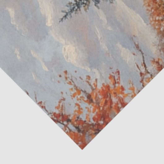 Decoupage Red Covered Bridge Winter Szene Seidenpapier (Ausschnitt)