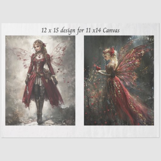 Decoupage Red Faries to fit 11 x 14 Canvas Seidenpapier (Vorderseite)