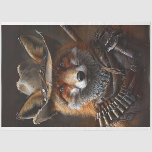 Decoupage Red Fox Steampunk Bandito Seidenpapier (Vorderseite)