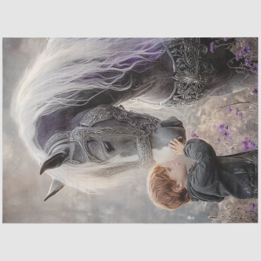 Decoupage Red Headed Boy & Seinem Majestic Horse Seidenpapier (Vorderseite)