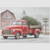 Decoupage Red Truck & Barn Farm Winter Scene Seidenpapier (Vorderseite)