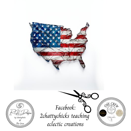 Decoupage Red White Blue USA Flag Glass Effect Seidenpapier