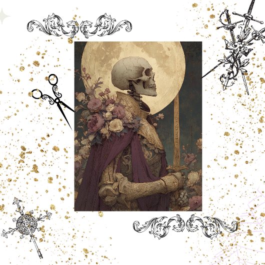 Decoupage Regal King Skeleton Gotische Elegante Seidenpapier