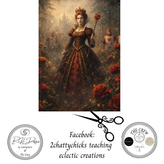 Decoupage Regal Queen Hearts Enchanted Garden Seidenpapier