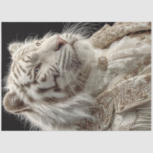 Decoupage Regal White Tiger Portrait Fantasy Nobel Seidenpapier (Vorderseite)