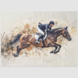 Decoupage Reitpferd Jumping Seidenpapier