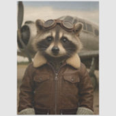 Decoupage Retro Aviation Racoon Leather Jacket Seidenpapier (Vorderseite)